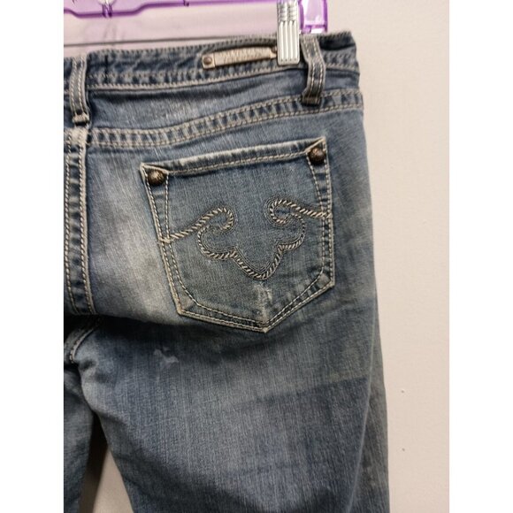 VTG Y2K Rerock For Express Womens Bootcut Jeans Size 8L Blue Faded Streetwear - Picture 7 of 12